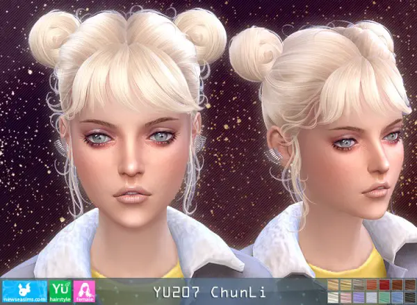 NewSea: YU207 Chun Li hair for Sims 4