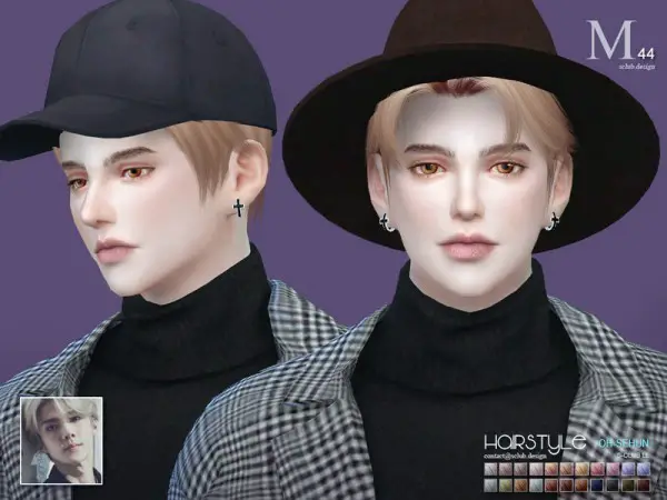 The Sims Resource: SeHun n44 hair by S Club for Sims 4