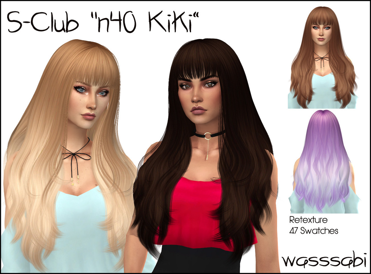 Wasssabi Sims S Club S N Kiki Hair Retextured Sims Hairs