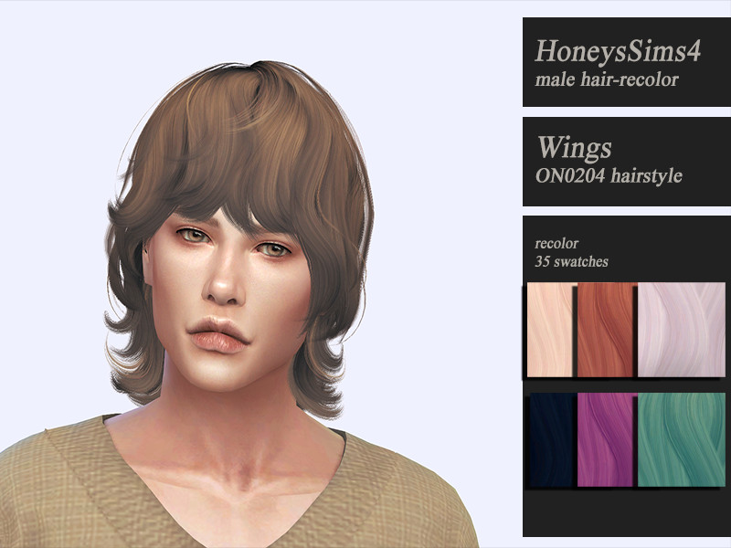 The Sims Resource Wings ON0204 hair retextured by Jenn Honeydew Hum