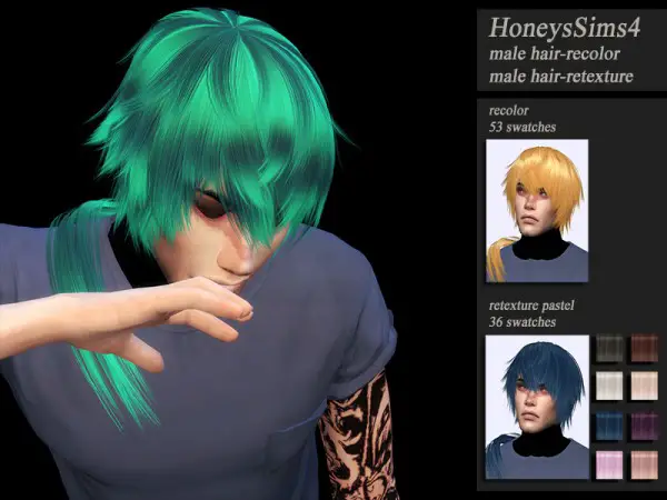 The Sims Resource: VivianDang`s Ryu Hyun hair retextured by for Sims 4