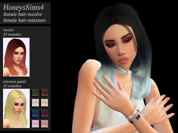 The Sims Resource: LeahLillith`s Emma hair retextured by Jenn Honeydew Hum for Sims 4