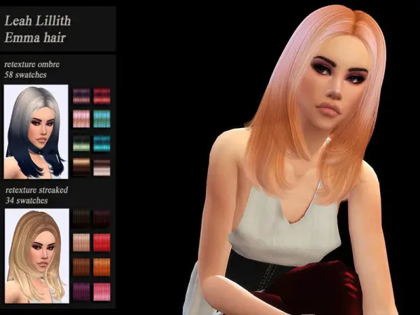 The Sims Resource: LeahLillith`s Emma hair retextured by Jenn Honeydew Hum for Sims 4