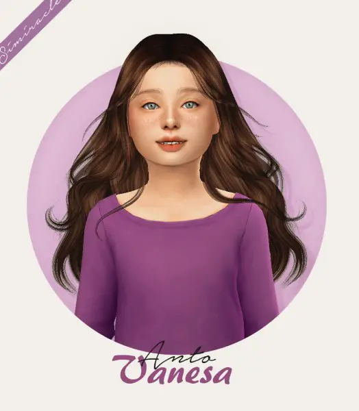  Simiracle: Anto` Vanesa hair retextured   Kids Version for Sims 4