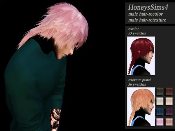 The Sims Resource: VivianDang`s Zen hair retextured by Jenn Honeydew Hum for Sims 4