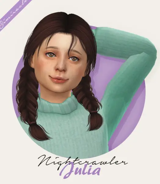 Simiracle: Nightcrawler`s Julia hair retextured   Kids Version for Sims 4