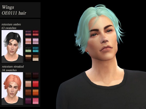 The Sims Resource: Wings OE0111 hair retextured by Jenn Honeydew Hum for Sims 4