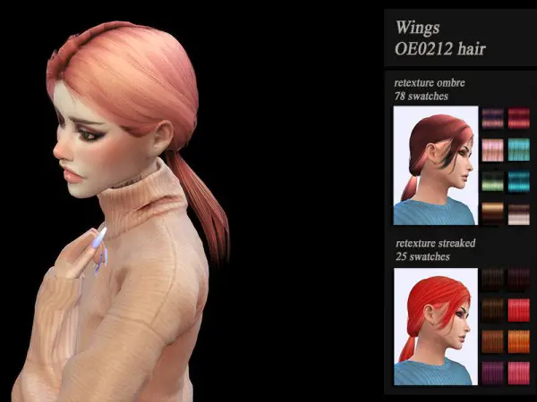 The Sims Resource: WIngs OE0212 hair retextured by Jenn Honeydew Hum for Sims 4
