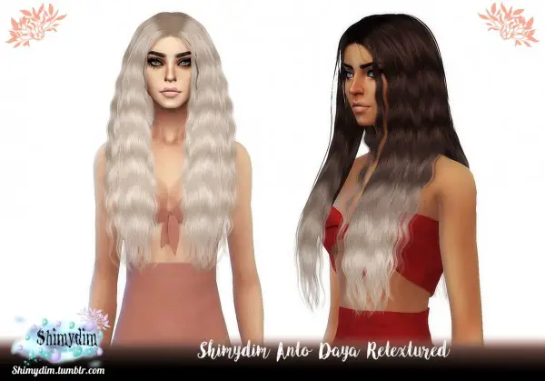 The Sims Resource: Anto`s Daya Long and Short hair retextured for Sims 4