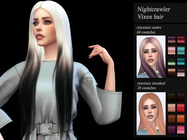 The Sims Resource: NightCrawler`s Vixen Hair Retextured for Sims 4