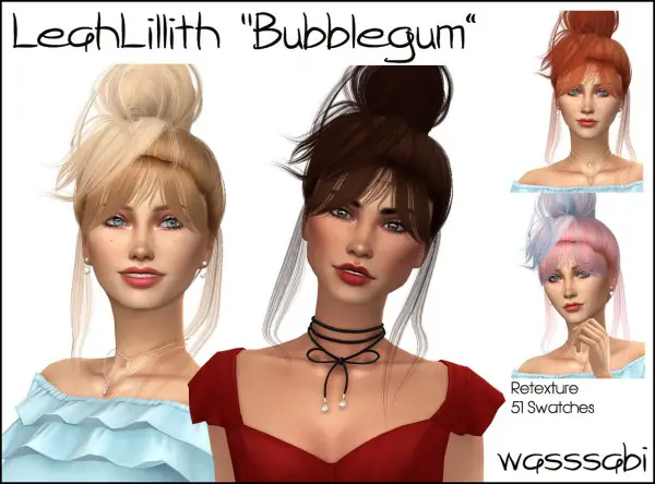 Wasssabi Sims: LeahLillith` Bubblegum hair retextured for Sims 4