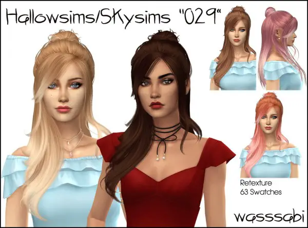 Wasssabi Sims: Skysims 029 hair retextured for Sims 4