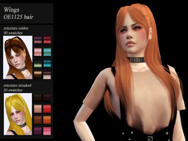 The Sims Resource: Wings OE1125 hair retextured by Jenn Honeydew Hum for Sims 4