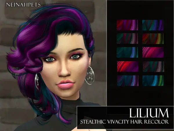The Sims Resource: Stealthic`s Vivacity Hair Recolored by neinahpets for Sims 4