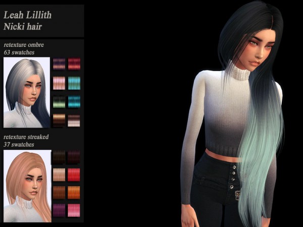 The Sims Resource: LeahLillith`s Nicki hair retextured by Jenn Honeydew Hum for Sims 4