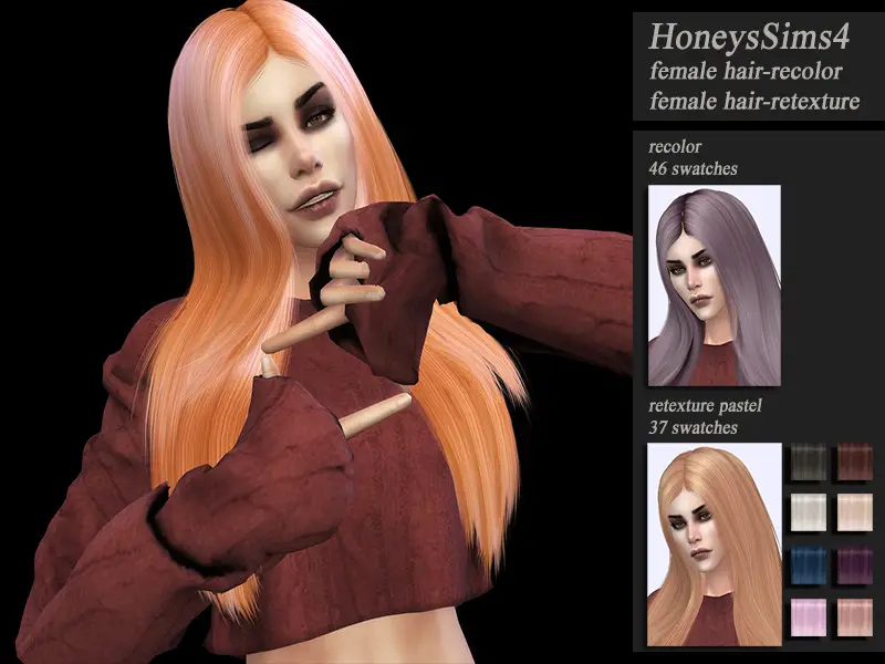 The Sims Resource: Wings OE0916 hair retextured by Jenn Honeydew Hum ...