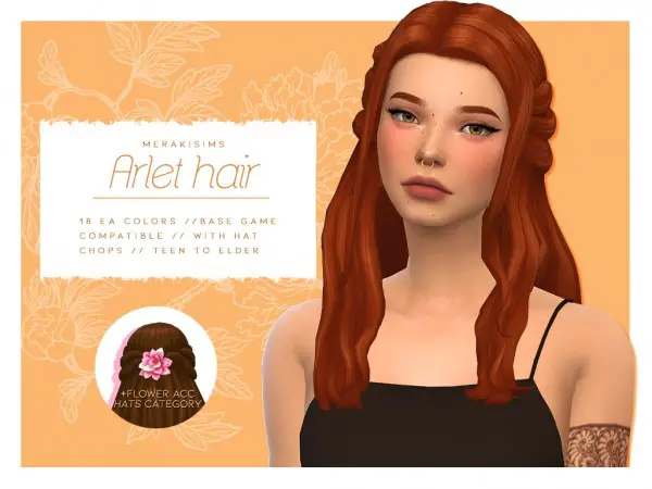 Merakisims: Arlet Hair Retextured for Sims 4