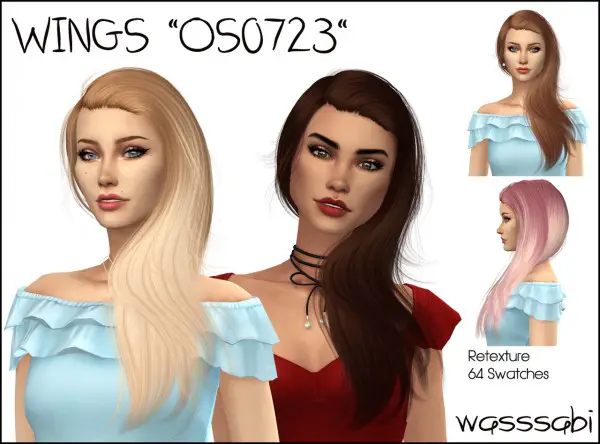 Wasssabi Sims: Wings OS0723 hair retextured for Sims 4
