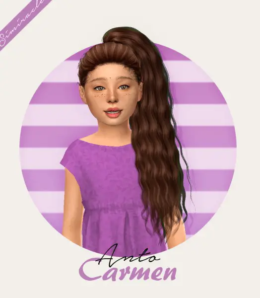 Simiracle: Anto`s Carmen Hair retexture   Kids Version for Sims 4
