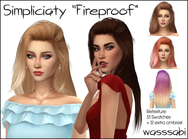 Wasssabi Sims: 5000 followers gift hair retextured for Sims 4