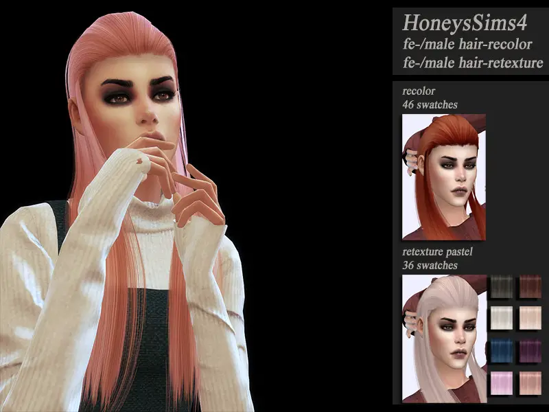 The Sims Resource Wings Oe0712 Hair Retextured By Jenn Honeydew Hum