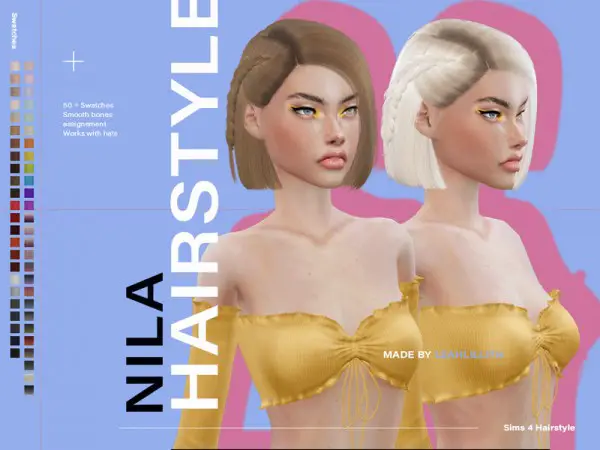 The Sims Resource: Nila Hair by Leah Lillith for Sims 4