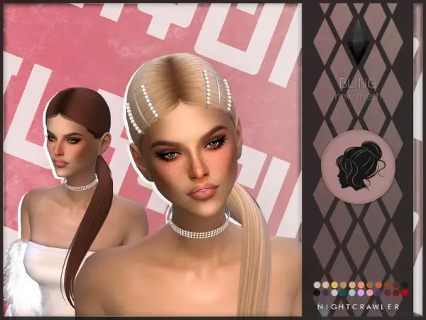 The Sims Resource: Bling Hair by Nightcrawler Sims for Sims 4