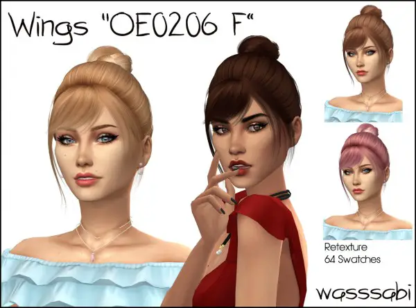 Wasssabi Sims: Wingssims OE0206 F Hair Retextured for Sims 4