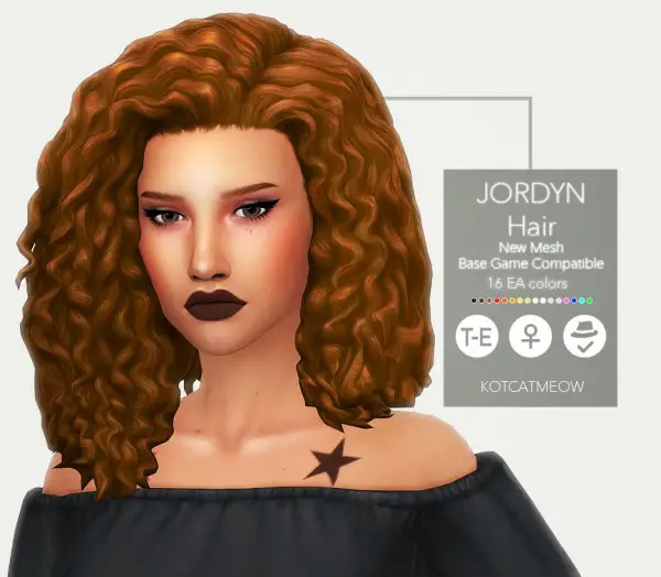 Kot Cat: Jordyn hair for Sims 4