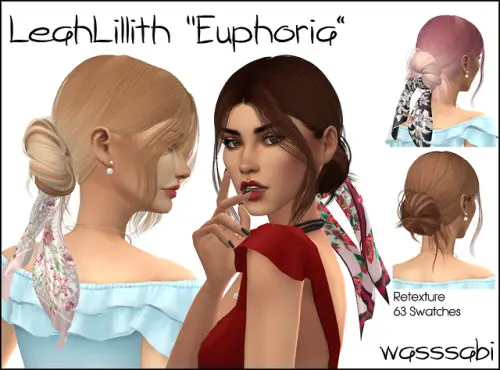 Wasssabi Sims: LeahLillith`s Euphoria hair retextured for Sims 4