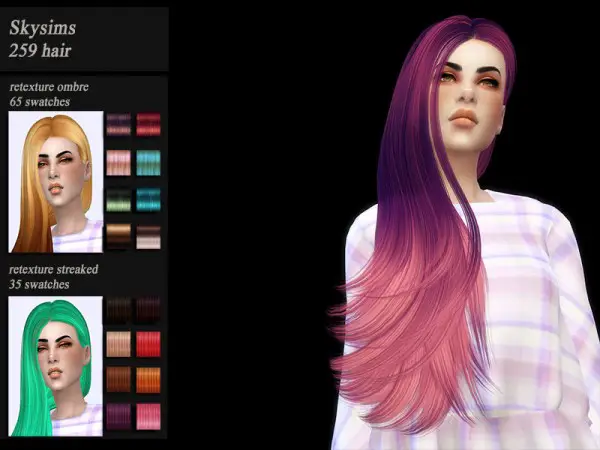 The Sims Resource: Skysims 259 hair retextured by Jenn Honeydew Hum for Sims 4