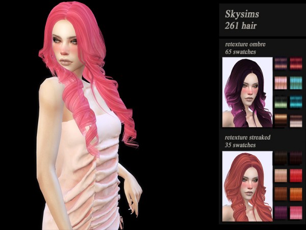 The Sims Resource: Skysims 261 hair retextured by Jenn Honeydew Hum for Sims 4
