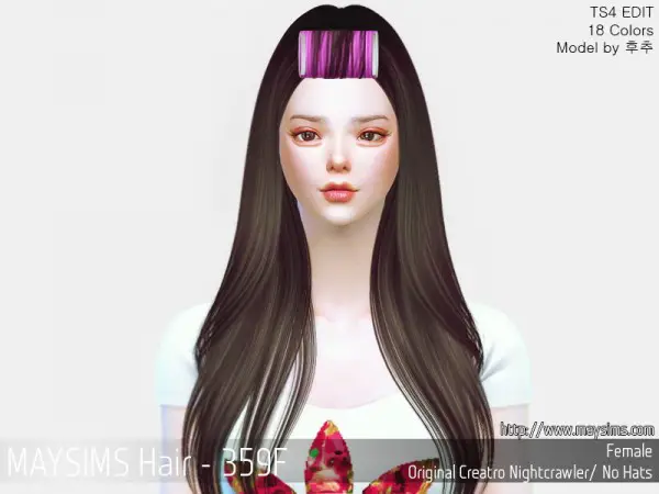 MAY Sims: MAY359F Hair retextured for Sims 4