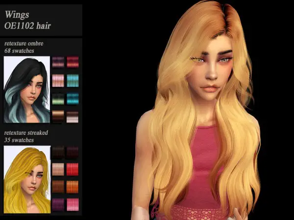 The Sims Resource: Wings OE1102 hair recolored for Sims 4