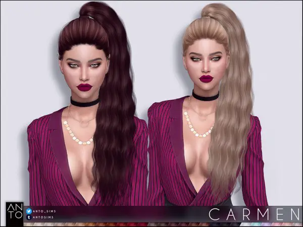 The Sims Resource: Carmen Hair by Anto for Sims 4
