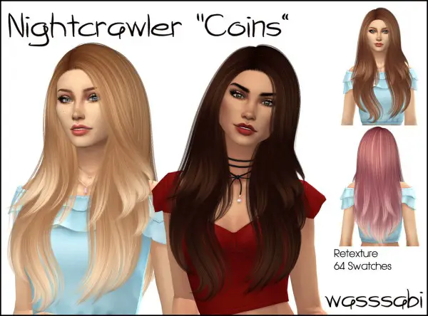 Wasssabi Sims: Nightcrawler`s Coins hair retextured for Sims 4