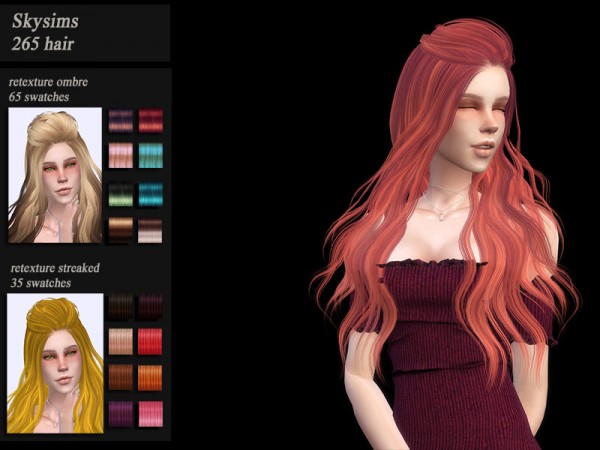 The Sims Resource: Skysims 265 hair retextured by Jenn Honeydew Hum for Sims 4