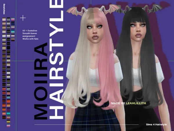 The Sims Resource: Moiira Hair by LeahLillith for Sims 4