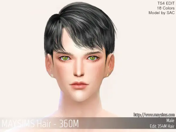 MAY Sims: MAY360M Hair retextured for Sims 4