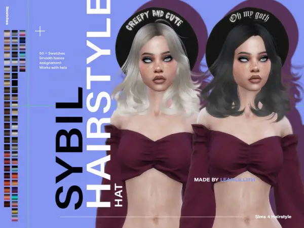 The Sims Resource: Sybil Hair by  Leah Lillith for Sims 4
