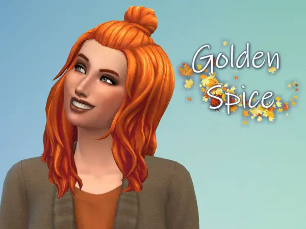 The Sims Resource: Pumpkin Spice Hair Retextured by JujuAwesomeBeans for Sims 4