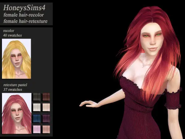 The Sims Resource: Skysims 271 Jany hair retextured by Jenn Honeydew Hum for Sims 4