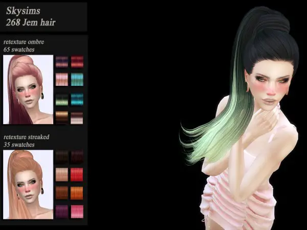 The Sims Resource: Skysims 268 hair retextured by Jenn Honeydew Hum for Sims 4