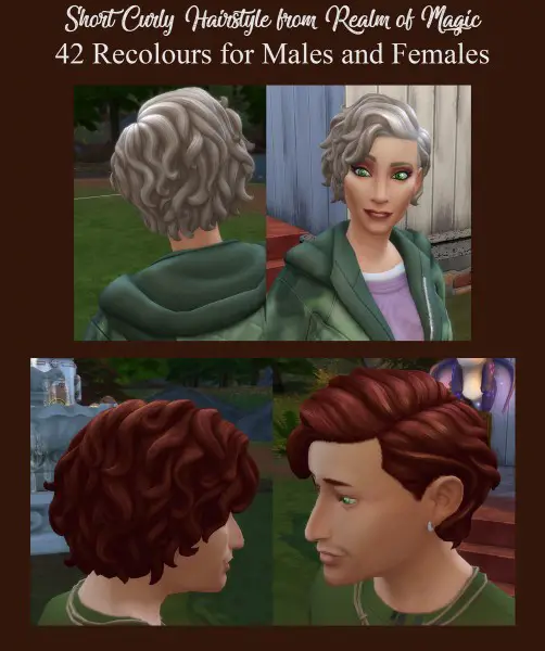 Mod The Sims: 42 Recolours of Short Curly Hair by Simmiller for Sims 4