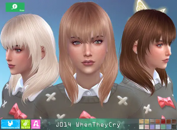 NewSea: J014 When Then Cry Hair for Sims 4