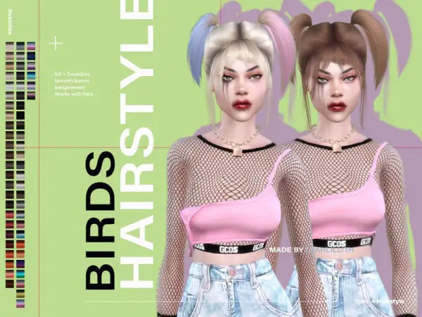 The Sims Resource: Birds Hair by Leah Lillith for Sims 4