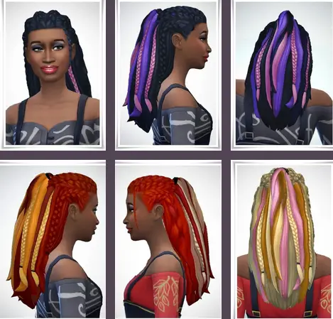Birksches sims blog: Tiana Ombre Braids Hair for Sims 4
