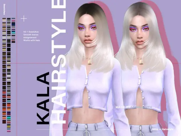 The Sims Resource: Kala Hair by Leah Lillith for Sims 4