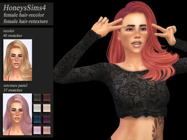 The Sims Resource: Skysims 221 hair retextured by Jenn Honeydew Hum for Sims 4