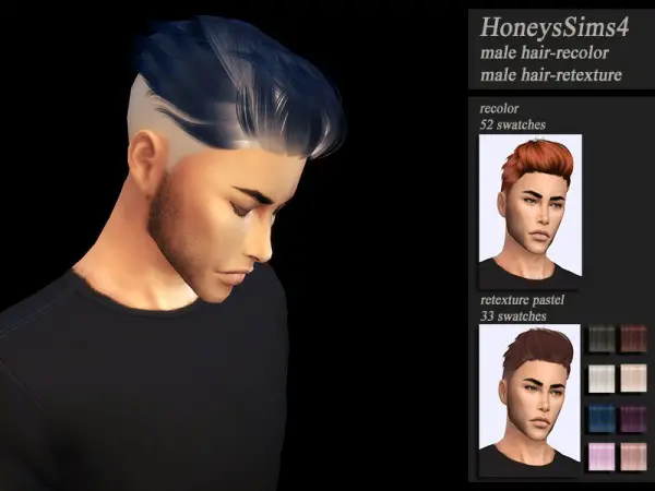 The Sims Resource: Anto`s Hugo Hair Retextured by Jenn Honeydew Hum for Sims 4